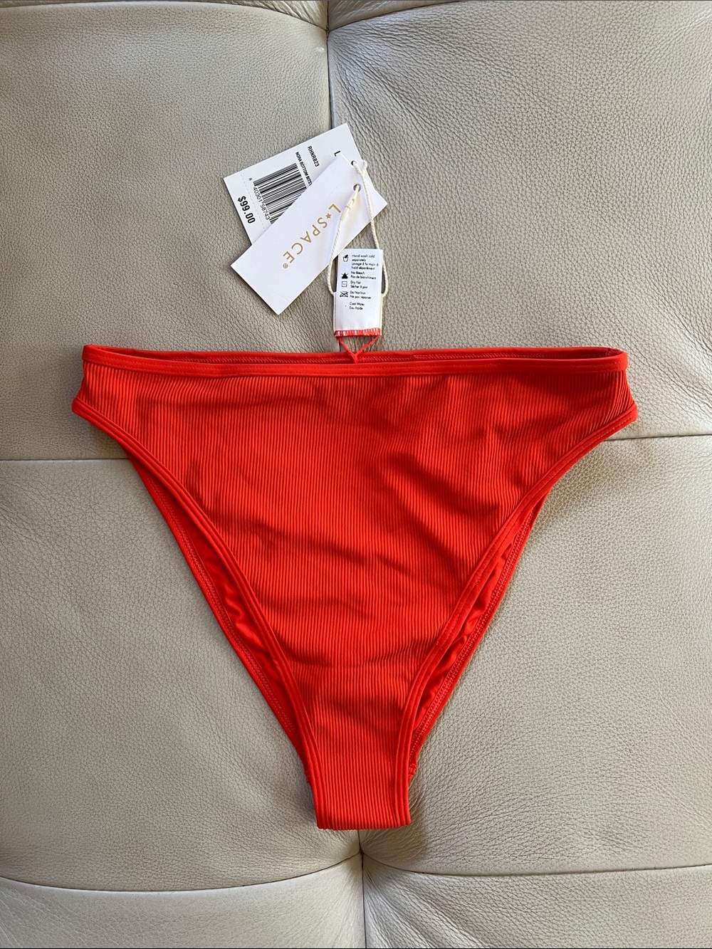 NWT L*Space red ribbed bikini bottom — Nora Bottom Bitsy